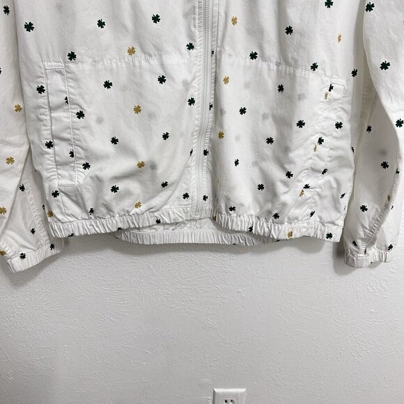 Denim & Flower Ricky Singh Green Shamrock Print Zip Up Jacket White Men's Size L - Picture 3 of 12